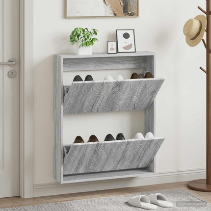 Wandgemonteerde Schoenenkast Delft 71 X 17 X 86 Cm Bewerkt Hout - XdropX
