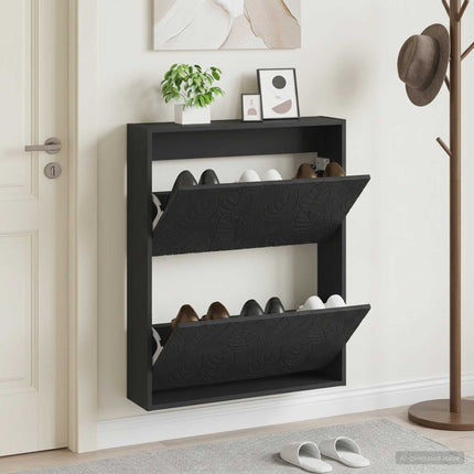 Wandgemonteerde Schoenenkast Delft 71 X 17 X 86 Cm Bewerkt Hout - XdropX