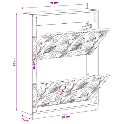 Wandgemonteerde Schoenenkast Delft 71 X 17 X 86 Cm Bewerkt Hout - XdropX