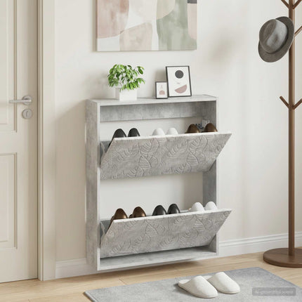 Wandgemonteerde Schoenenkast Delft 71 X 17 X 86 Cm Bewerkt Hout - XdropX