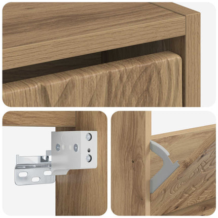 Wandgemonteerde Schoenenkast Delft 71 X 17 X 86 Cm Bewerkt Hout - XdropX