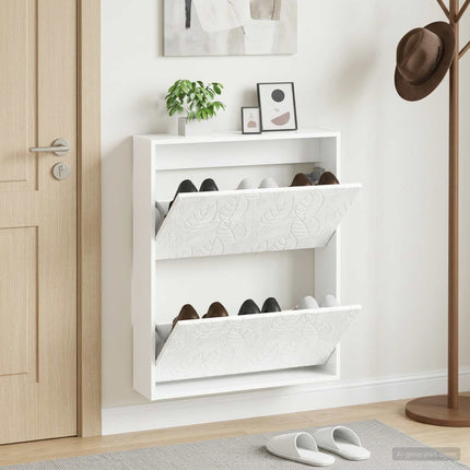 Wandgemonteerde Schoenenkast Delft 71 X 17 X 86 Cm Bewerkt Hout - XdropX