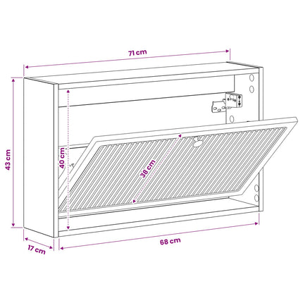 Wandgemonteerde Schoenenkast Ede 71 X 17 X 43 Cm Bewerkt Hout - XdropX