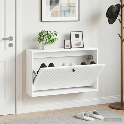 Wandgemonteerde Schoenenkast Ede 71 X 17 X 43 Cm Bewerkt Hout - XdropX