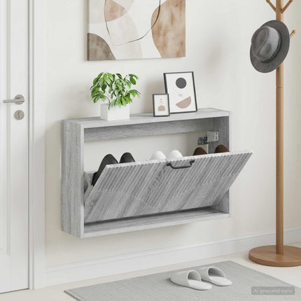 Wandgemonteerde Schoenenkast Hoorn 71 X 17 X 43 Cm Bewerkt Hout - XdropX