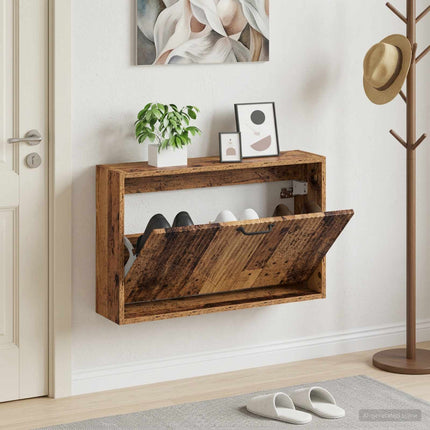 Wandgemonteerde Schoenenkast Hoorn 71 X 17 X 43 Cm Bewerkt Hout - XdropX