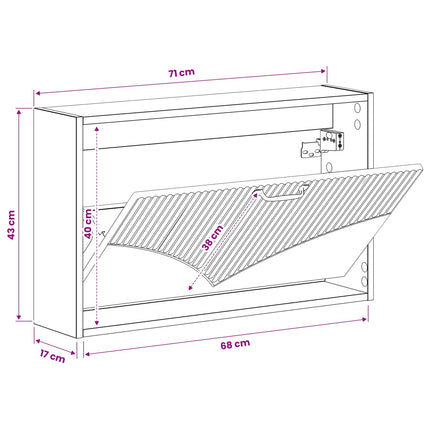 Wandgemonteerde Schoenenkast Hoorn 71 X 17 X 43 Cm Bewerkt Hout - XdropX