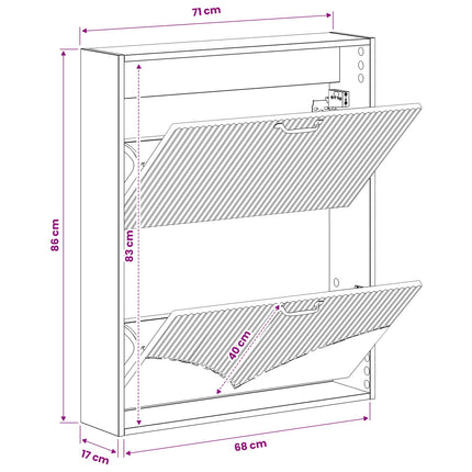 Wandgemonteerde Schoenenkast Hoorn 71 X 17 X 86 Cm Bewerkt Hout - XdropX