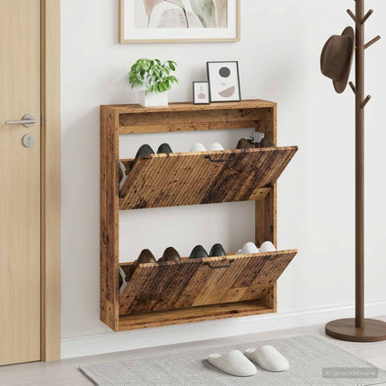 Wandgemonteerde Schoenenkast Hoorn 71 X 17 X 86 Cm Bewerkt Hout - XdropX