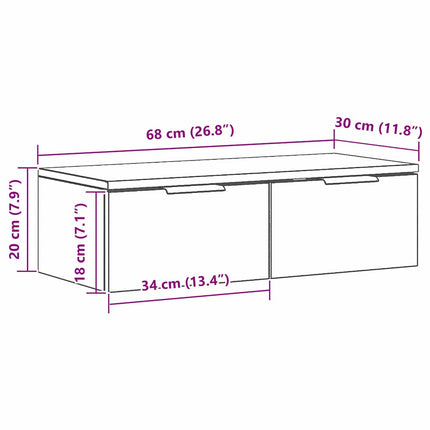 Wandkast Met Lade 68 X 30 X 20 Cm Bewerkt Hout - XdropX