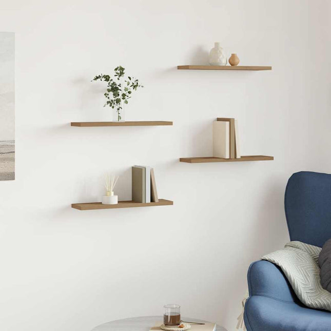 Wandschappen 4 St 40X10X1,5 Cm Bewerkt Hout Artisanaal Eiken - XdropX