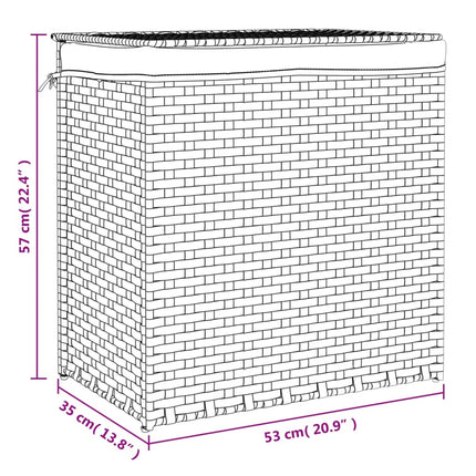 Wasmand Met 2 Vakken 53X35X57 Cm Poly Rattan - XdropX