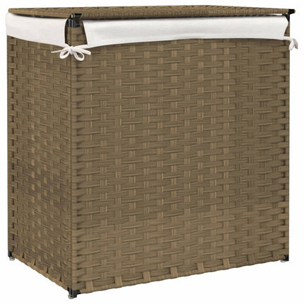 Wasmand Met 2 Vakken 53X35X57 Cm Poly Rattan - XdropX