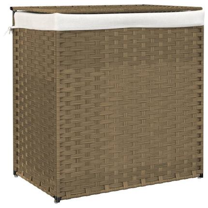 Wasmand Met 2 Vakken 53X35X57 Cm Poly Rattan - XdropX