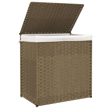 Wasmand Met 2 Vakken 53X35X57 Cm Poly Rattan - XdropX