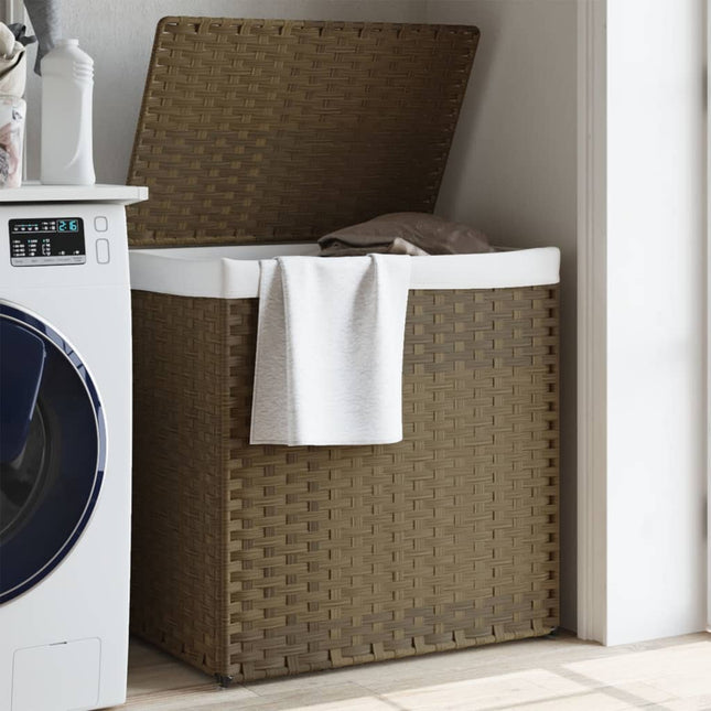 Wasmand Met 2 Vakken 53X35X57 Cm Poly Rattan - XdropX