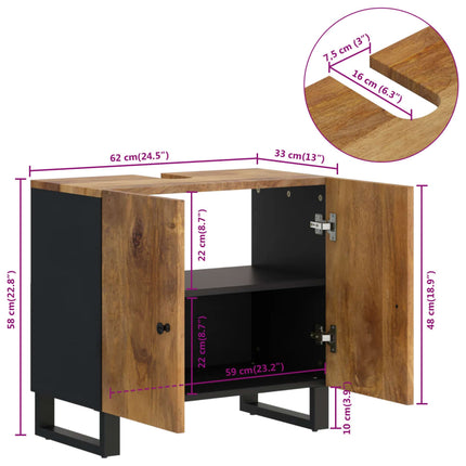 Wastafelkast 62X33X58 Cm Massief Mangohout En Bewerkt Hout - XdropX