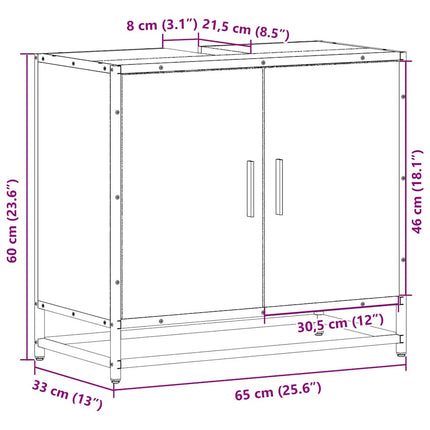 Wastafelkast 65X33X60 Cm Bewerkt Hout Kleurig - XdropX