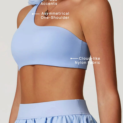 Detachable Rose Asymmetrical Sports Bra-1
