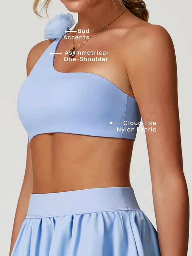 Detachable Rose Asymmetrical Sports Bra-1